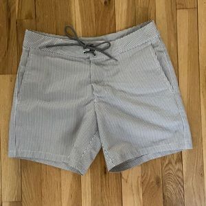Club Monaco NWOT Blue and White Striped Swim Trunks